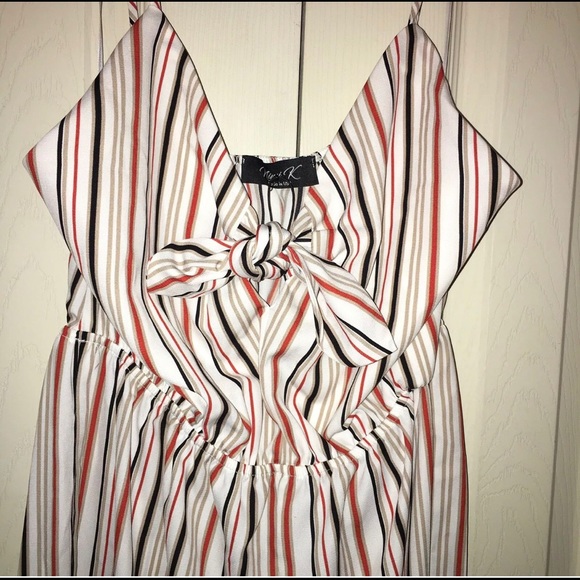 NEW Nimi K Papillon Blanc Striped Ivory Jumpsuit - Picture 5 of 9